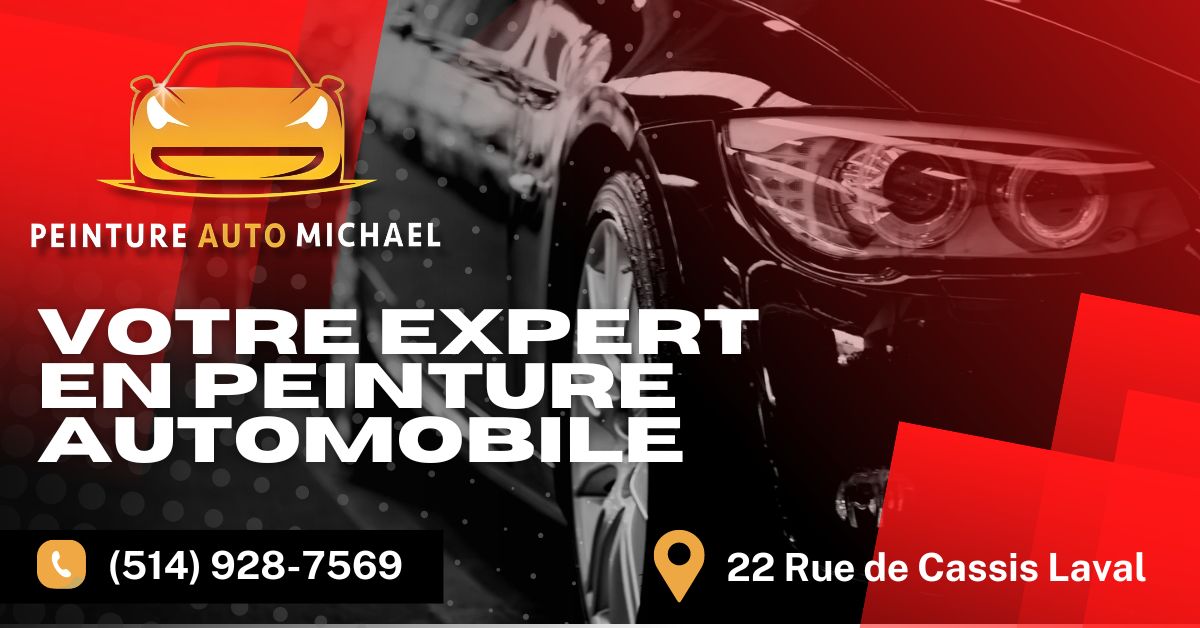 Carrossier ponçant un panneau de carrosserie dans un atelier à Laval